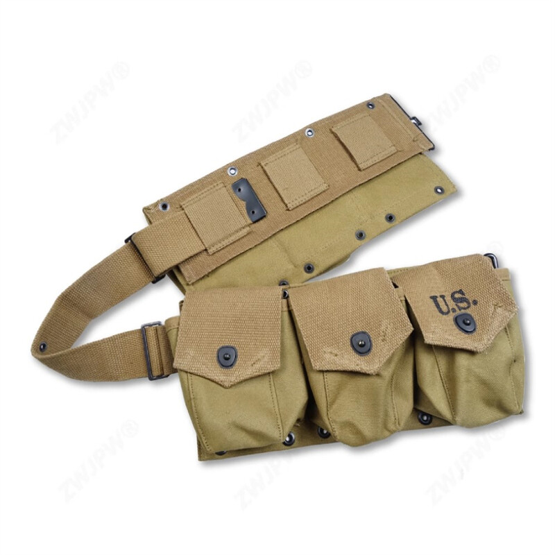 WW II US Army B.A.R. 6 Bags Khaki Army Money Waist Belt Button Closure Replica gallery