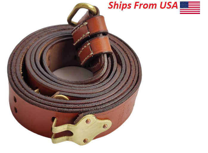 WWII US M1 GARAND RIFLE M1907 LEATHER CARRY SLING COPPER-BROWN COLOR
