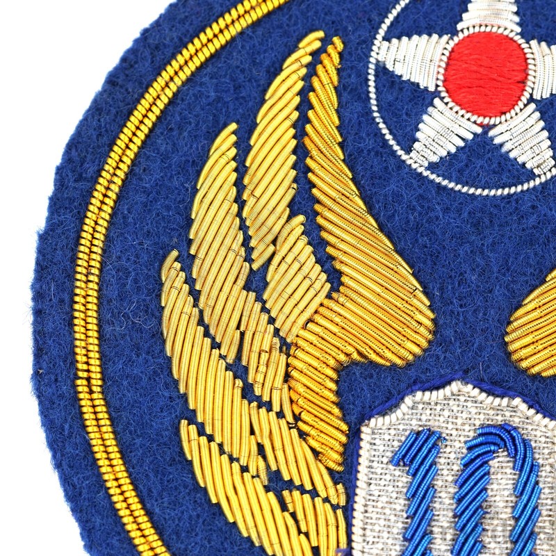 US Army Air Force 10th Division Patch CBI ww2 Brass Wire Embroidery China Burma gallery