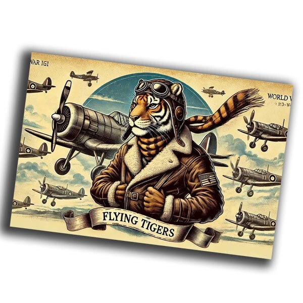 nice vintage flying tiger pilot retro WW2 Photo Glossy 4*6 in Y42
