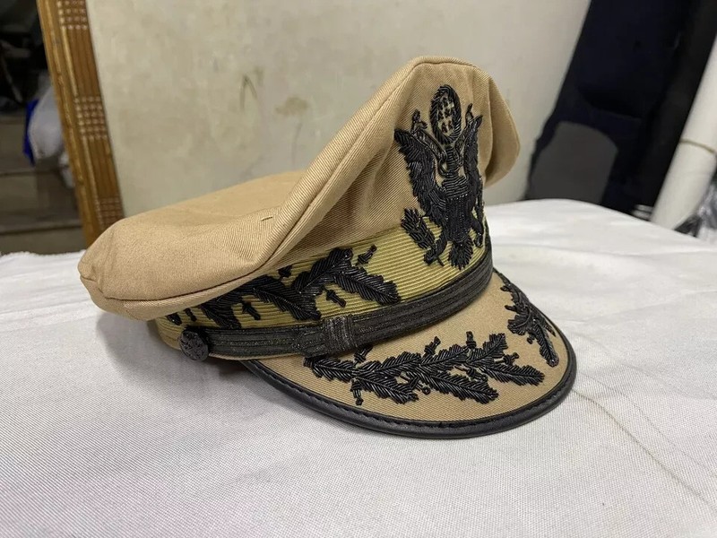 US Army Peaked Cap General Douglas Macarthur's Uniform Military Khaki Hat large gallery