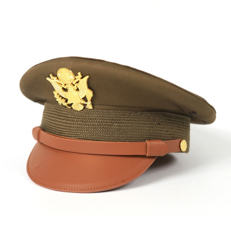 7 5/8 US Army Officer Visor Cap Wool Crusher Hat Eagle Badge Military