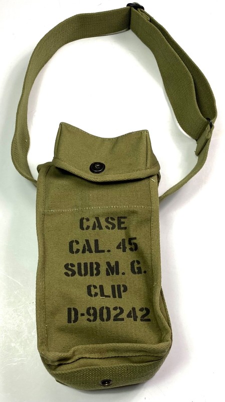 WWII US ARMY M1 & GREASE GUN 30RD .45 AMMO MAGAZINE CARRY BAG-OD#7