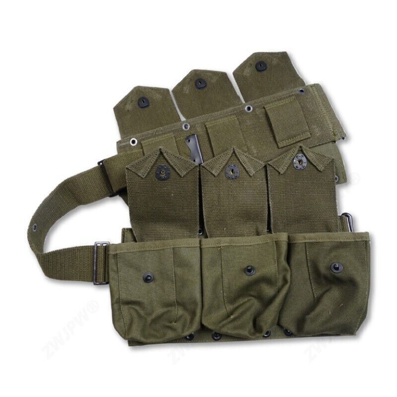 Replica World War II US Army B.A.R. 6 Bags Green Army Money Belt Button Closure