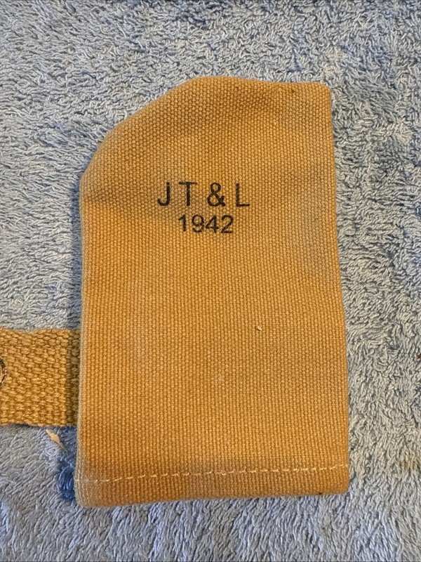M1 Garand, M1 Carbine, 1903 Springfield Canvas Muzzle Cover KhakMarked JT&L 1942 gallery