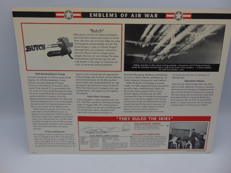 Willabee & Ward Emblems Of Air War WWII Patch 34th Bombardment Valor To Victory gallery