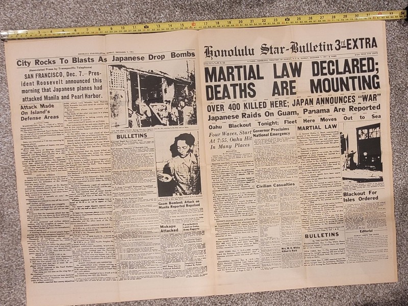 Circa 1981 Souvenir Repo Honolulu Star-Bulletin 1st Extra December 7th 1941 gallery