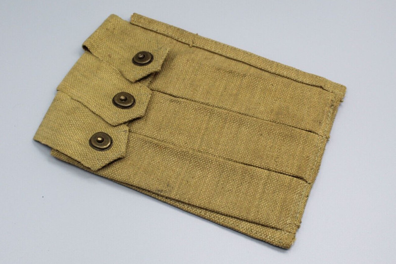 REPRODUCTION: US Army 3 Pocket Magazine Beige Canvas Pouch . FLU3338