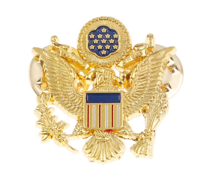 WW2 US Army Officer Cap Pin Badge Metal Military Insignia Collection