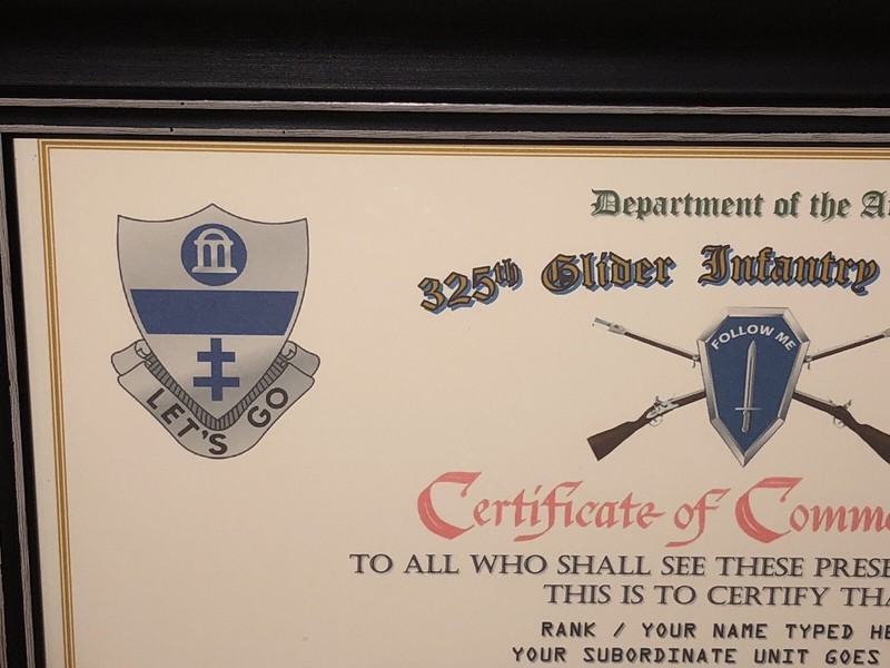 325TH GLIDER INFANTRY REGIMENT / COMMEMORATIVE - CERTIFICATE OF COMMENDATION gallery