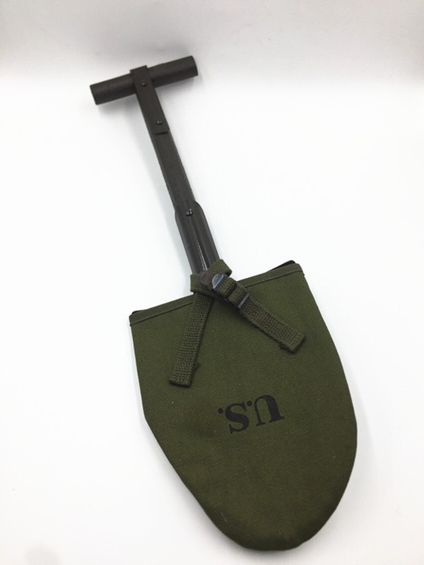 WW2 US ARMY USMC M1910 T-HANDLE SHOVEL OUTDOORS TOOL WITH GREEN COVER-56CM.
