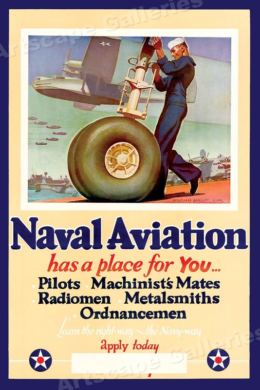 “Naval Aviation has a place for YOU!” WW2 Navy Recruiting Poster – 24×36