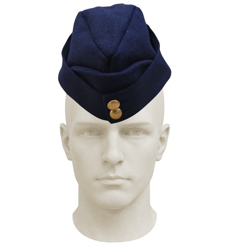 WWII British Military Cap 1940 Chip Hat Uniform Blue Kings Crown Side Cap(56 CM)