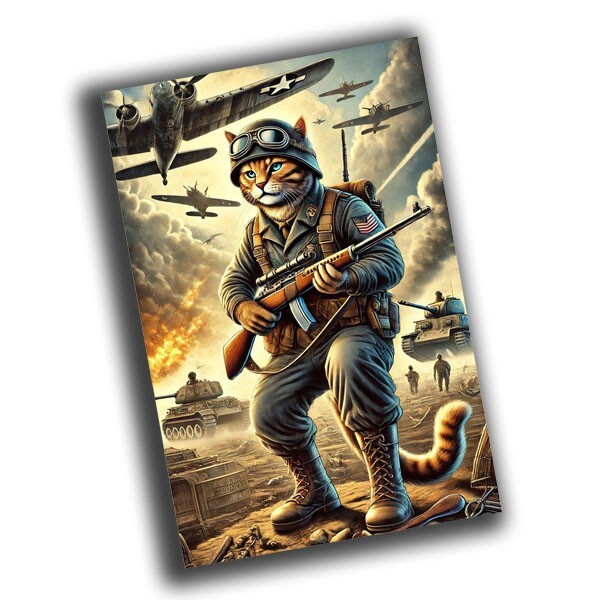 nice vintage illustration of a war cat retro WW2 Photo Glossy 4*6 in δ61