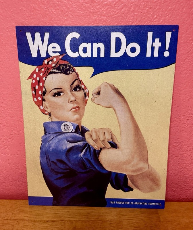 Metal Rosie The Riveter Poster Decor Wall Sign War Memorabilia Reproduction