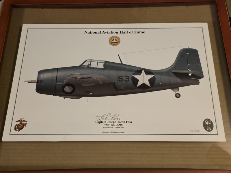 Signed Joe Foss F4F Wildcat Print #410/500 – VMF-121 USMC Guadalcanal w/ COA gallery