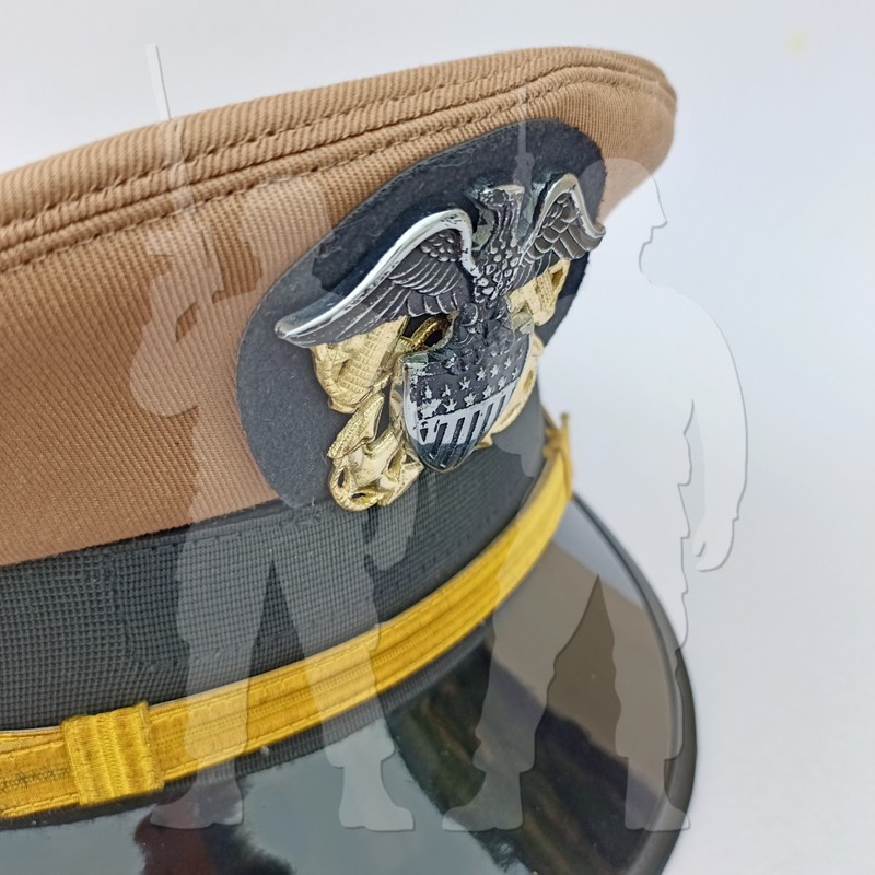 WW2 US Navy Officer Visor Cap US Navy Commander's Hat with Cotton Khaki cover gallery