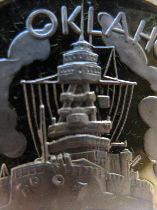 1+.OZ.999 SILVER COIN WWII DEC 7 1941 PEARL HARBOR USS OKLAHOMA BB-37 + GOLD