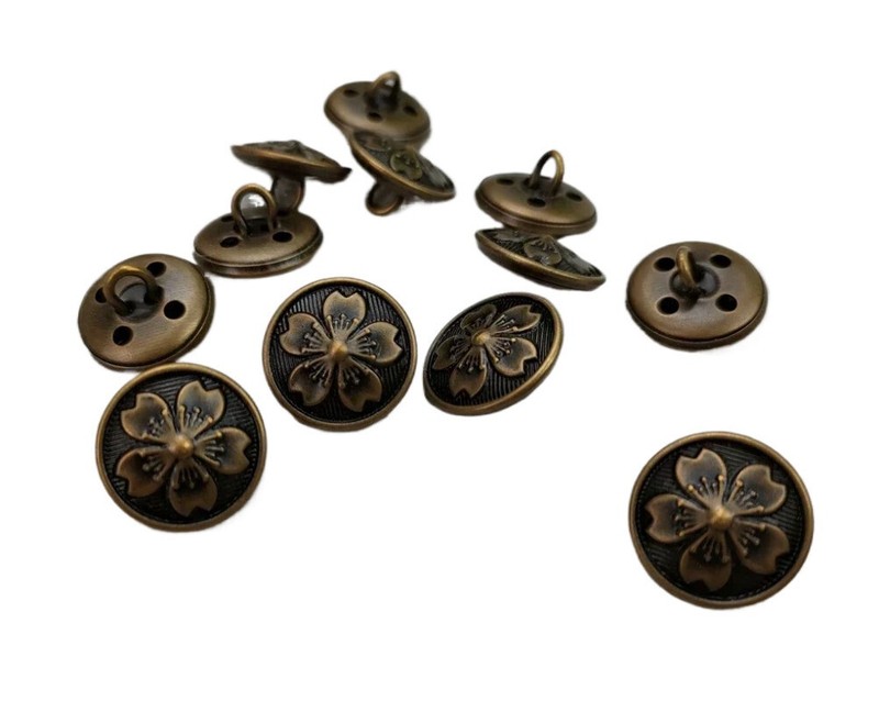 12PCS/LOT 15MM WW2 JAPANESE CHERRY BLOSSOM ARMY SHIRT BUTTON bronze