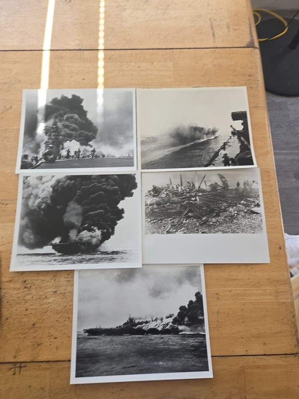 LOOK 5 WW II Photos Kamakazi Hits USS Bunker Hill From May,11 1945
