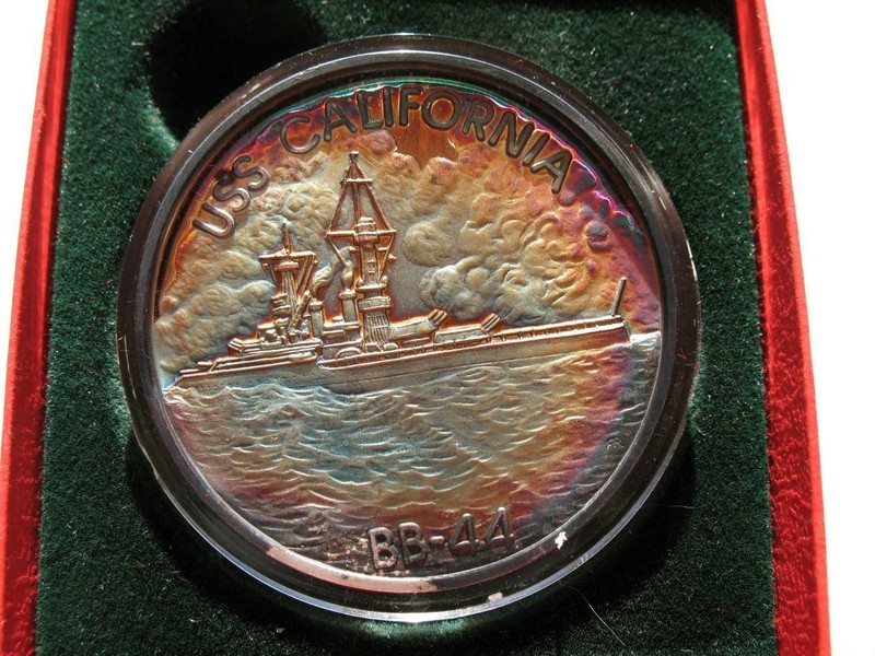 1+.OZ.999 SILVER COIN WWII DEC 7 1941 PEARL HARBOR USS CALIFORNIA + GOLD