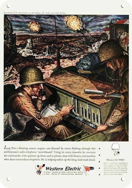 1945 WWII Artillery Radio Telephone Switchboard *DECORATIVE REPLICA METAL SIGN*