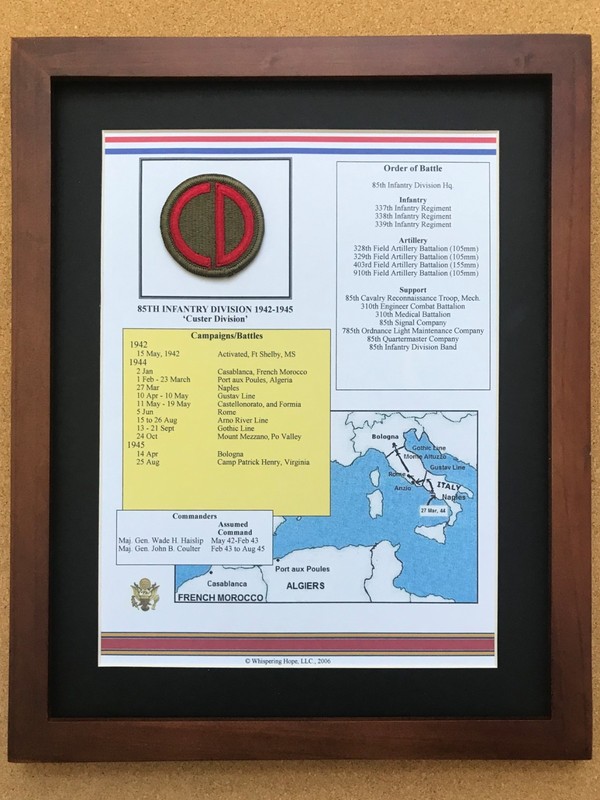 85th Infantry Division Insignia and History in World War II, Italian Campaign