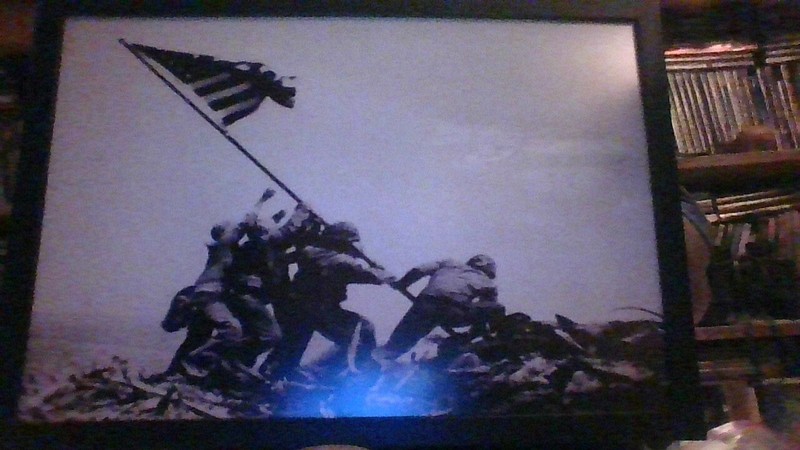 framed print of men raising the flag at Iwo Jima 20 X 14