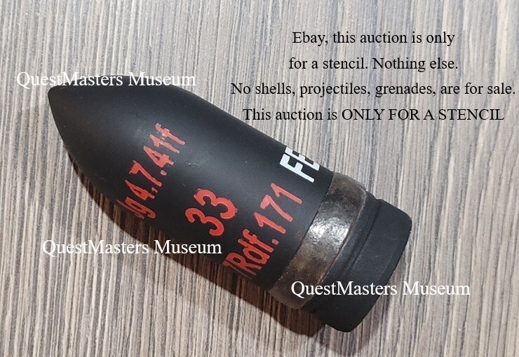 German WWII 3,7cm 37mm Pak 36 Panzergranate 1941 Shell Stencil, Stencil 065