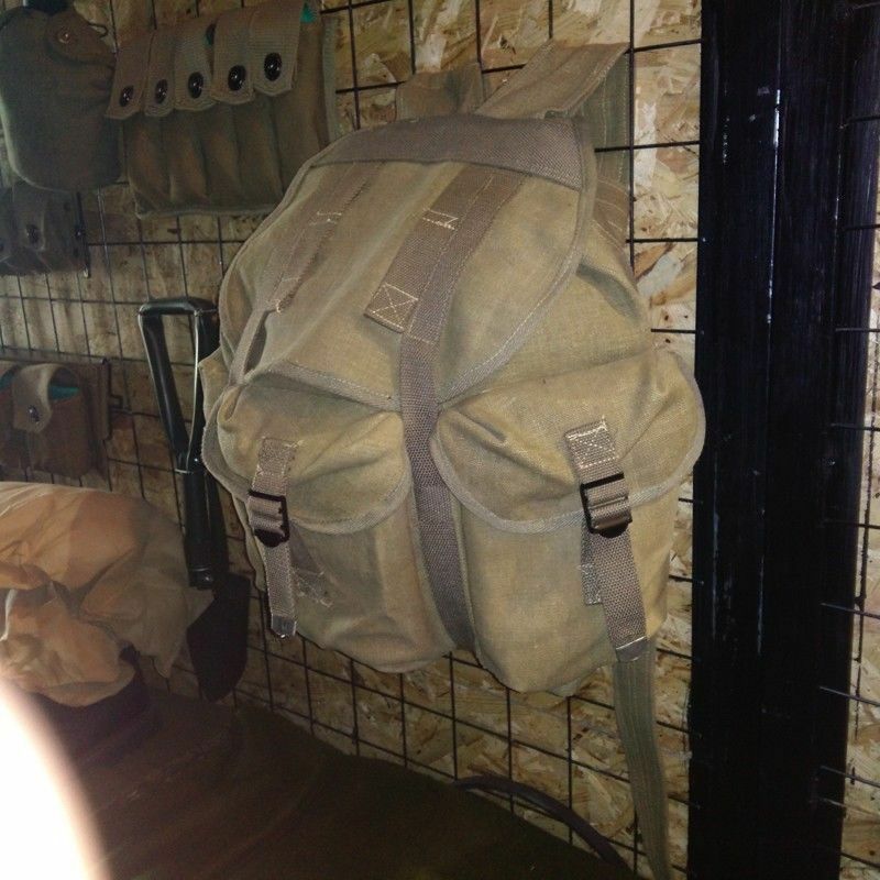 WWII WW2 US ARMY MUSETTE M14 MILITARY HAVERSACK LINEN MILITARY BACKPACK POUCH gallery