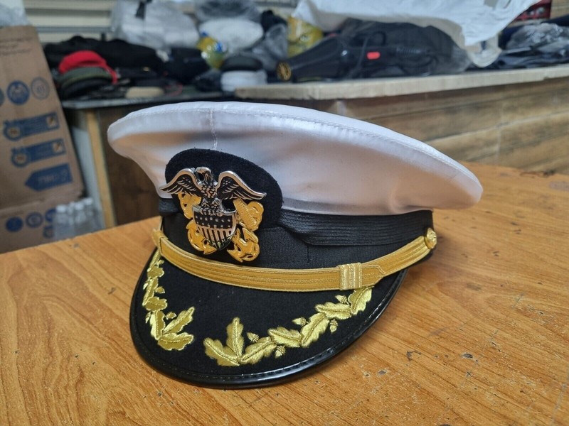 Us Navy Officer Cap, US Navy Commander captain Rank Cap with waterproof cover gallery
