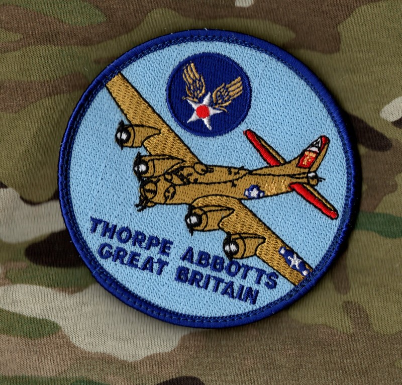 WWII USAAF B-17 FLYING FORTRESS RAF THORPE ABBOTTS AIR BASE iron-on PATCH