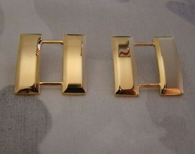 WW2 Pair U.S. US Army Officer’s Captain Rank Insignia Badges Gold -US030