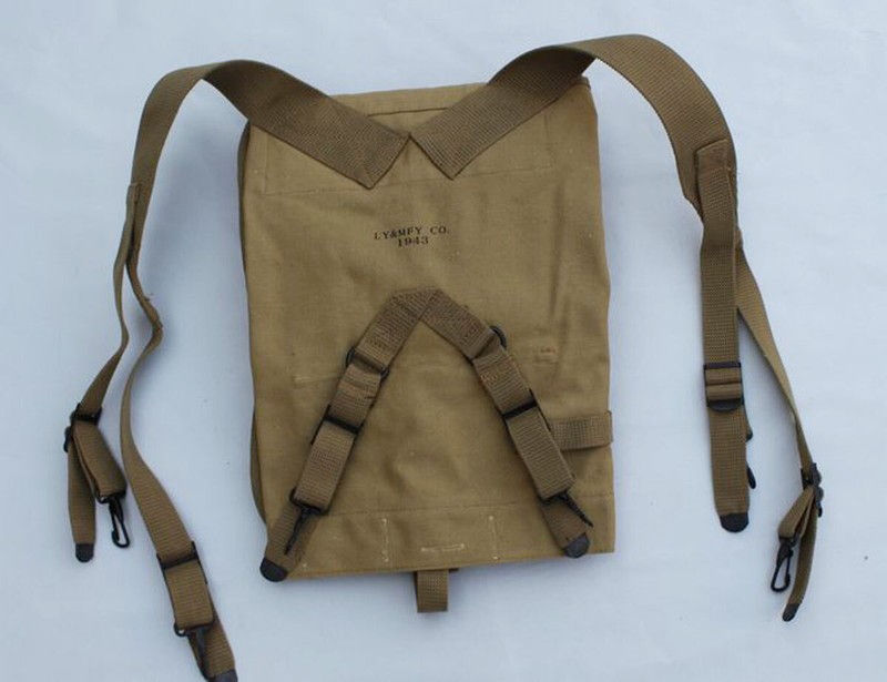 WW2 U.S. Army M1928 Carrier Pack Bag Haversack Canvas Suspenders gallery