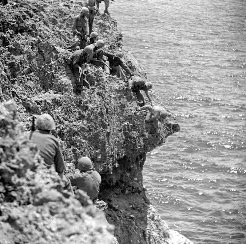 WW2 WWII Photo US Marines in Action on Guam Japanese Cave World War Two USMC
