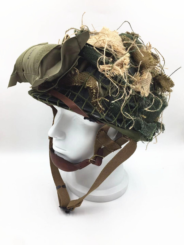 WW2 US ARMY AIRBORNE M1C helmet HELMETT CAMOUFLAGE NET SUIT gallery