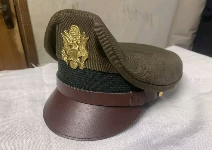 US Army Officers Visor Cap – Chocolate – All Sizes Repro WW2 Crusher Service Hat