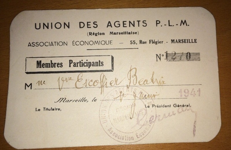 Union of PLM Agents Card, Marseille | 1941