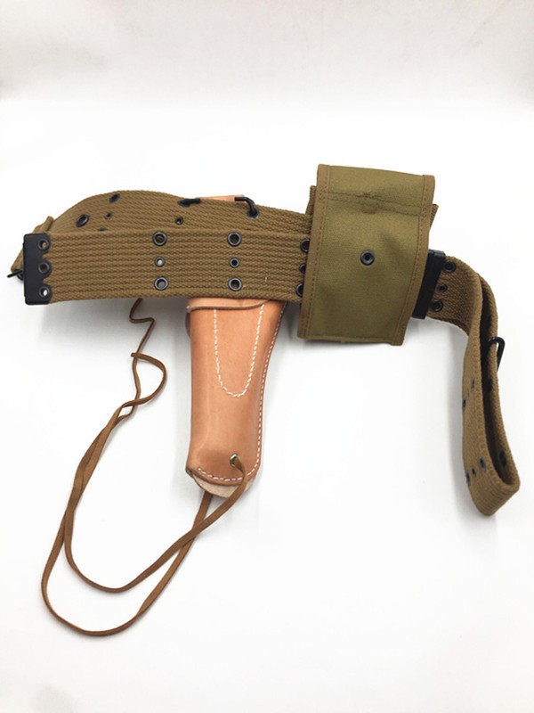 WW2 US ARMY 1911 HOLSTER WITH AMMO POUCH WEBBING BELT FULL SET SOLDIER EQUIPMENT gallery