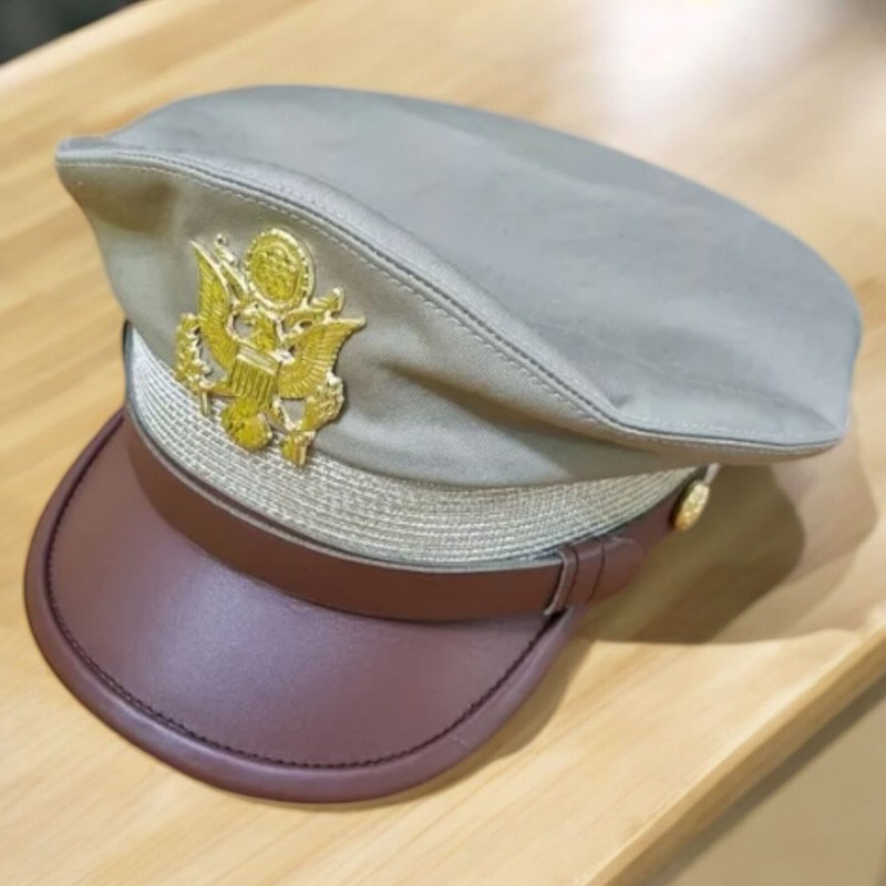 WWII US Army Officer's Khaki Summer Service Visor Cap ALL Sizes Available gallery