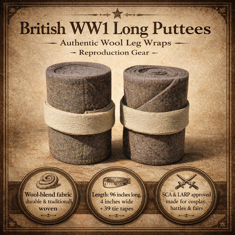 WW1 US Army Puttees M1910 Leggings Wraps Repro British WWI Grey InterlocK gallery