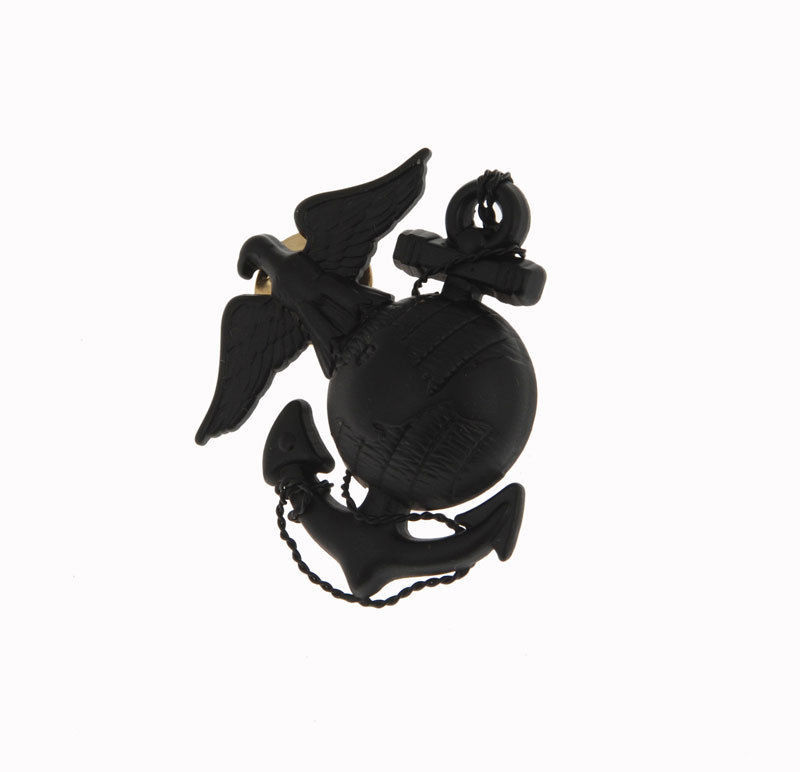 WWII USMC Officer Ega Barracks Metal Hat Badge Black – US066