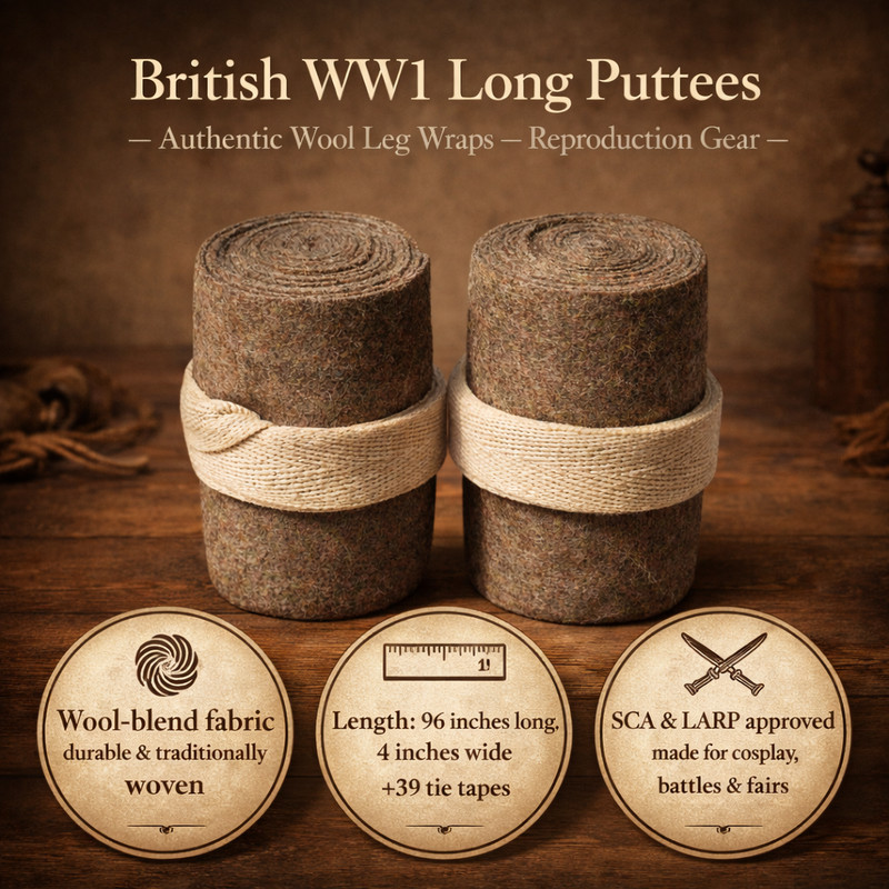 WW1 M1910 Puttees US Army Leggings Wraps Reproduction British WWI No Interlock gallery