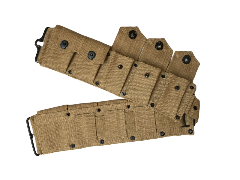 U.S. Army WWII Springfield M1 Garand 10 Pocket Canvas Ammunition Belt-KHAKI gallery