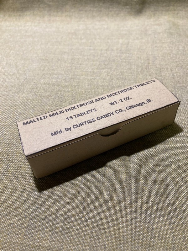 WWII US Army,USMC K-Ration, 10-in 1, 5-in 1 Malted Milk Dextrose tablet Box