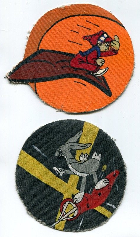Four USAAF WWII Patches – RKO Movie Studio Patches – Hand Painted on Canvas.