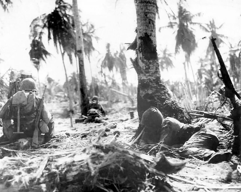 Marines wait as Navy planes complete Strafing World War WWII WW2 8x10 Photo 700c