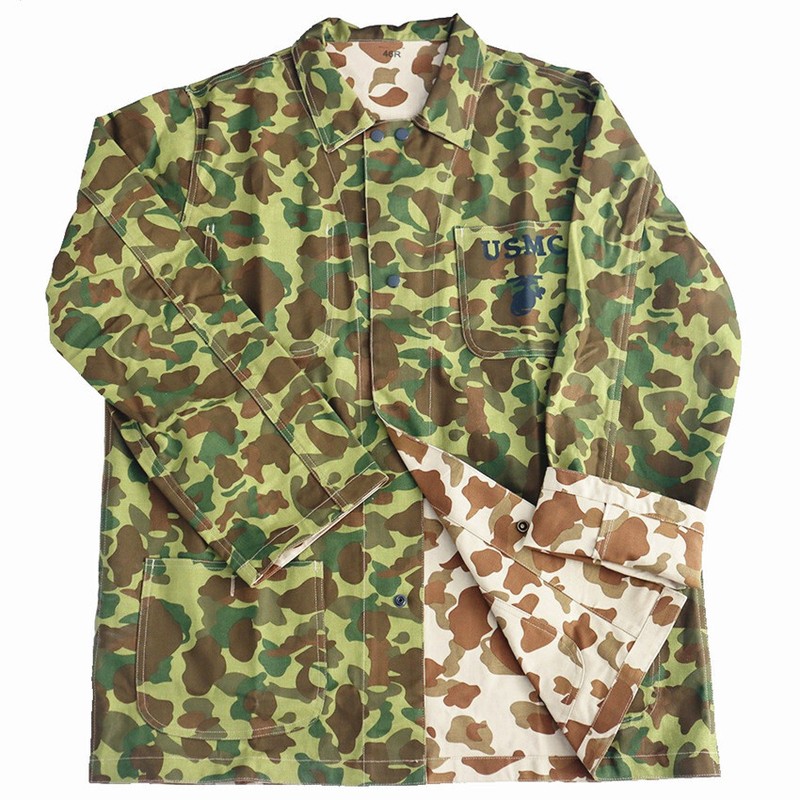 WW2 US ARMY USMC Pacific camouflage UNIFORM AND M1 HELMET WITH COVER USMC LEGGIN gallery