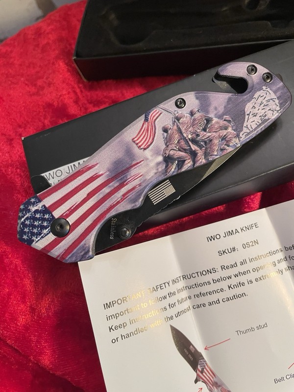 7.5 Inch Patriotic Battle of Iwo Jima Tactical Pocket Knife 3 Inch Blade