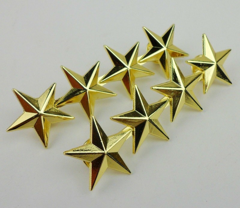 WWII WW2 A Pair Of US Army Officer 4 Stars General Rank Badges Pin Gold - US279 gallery